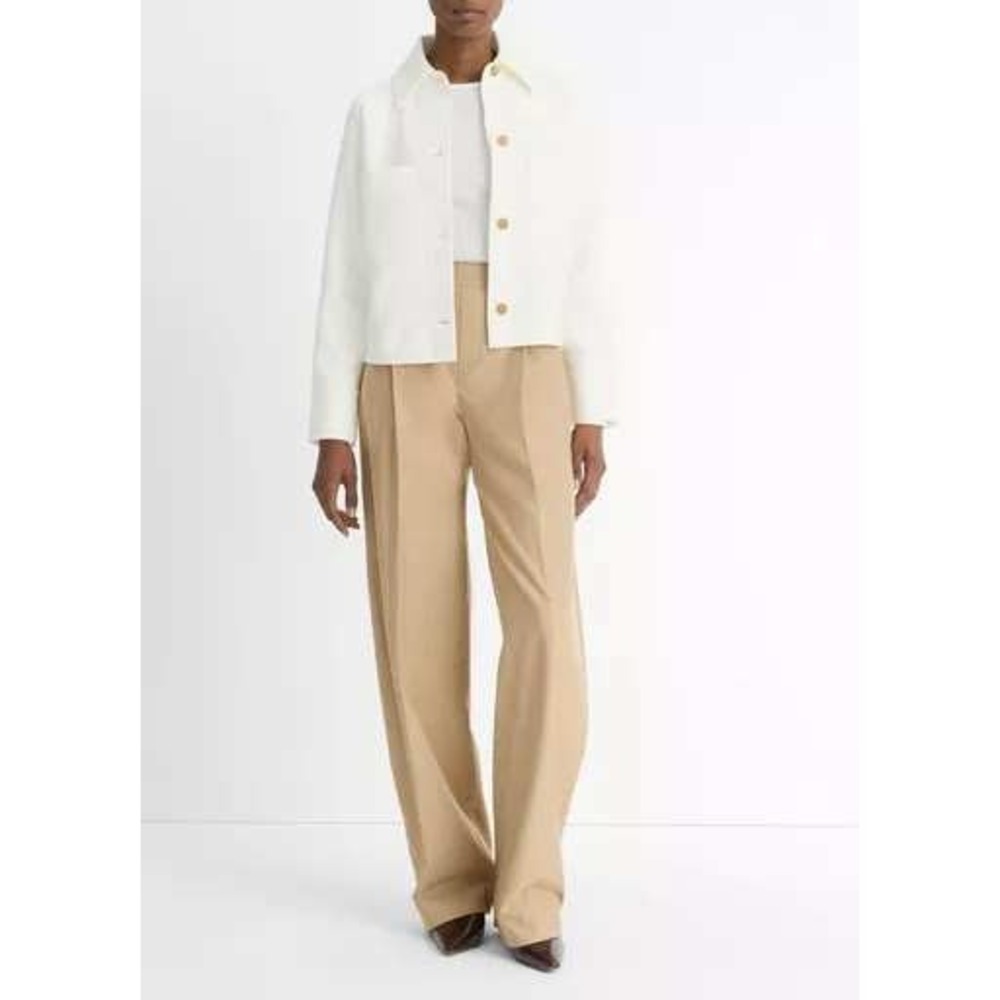 Vince Cotton Blend Shirt Jacket White Ivory‎ Utility Boxy Minimal Size Medium